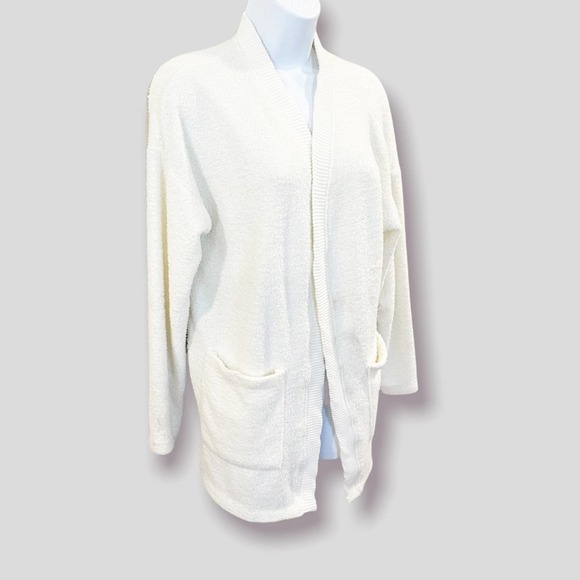 Mododoc LA Open Sweater Fuzzy Soft Cardigan Off White Size Small - Picture 2 of 9